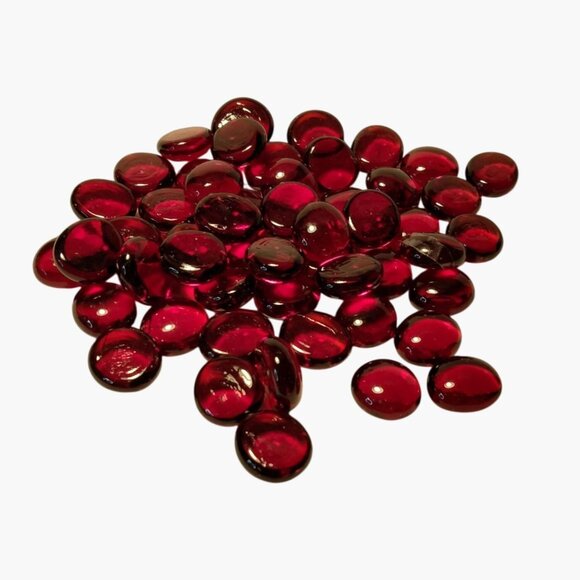 Red Glass Pebble Stones  Vase Filler Craft Decoration Aquarium  12 ounce - Picture 2 of 3